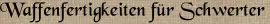 Waffenfertigkeiten für Schwerter