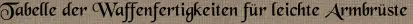 Tabelle der Waffenfertigkeiten für leichte Armbrüste