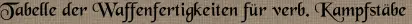 Tabelle der Waffenfertigkeiten für verb. Kampfstäbe